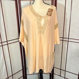 Pink Boxy Tunic with Bib Collar and Embellishments